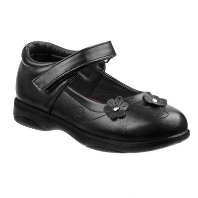 Petalia Girls' Faux Leather Details Hook and Loop School Shoes