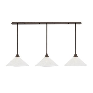 Toltec Lighting Stem 3 - Light Chandelier in  Bronze with 16" Gold Ice Shade - 1 of 1