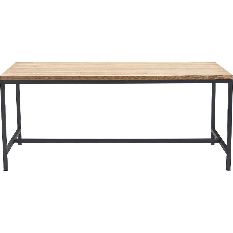 Dobson Natural Wood and Black Metal Dining Table Natural - Finch, 1 of 12