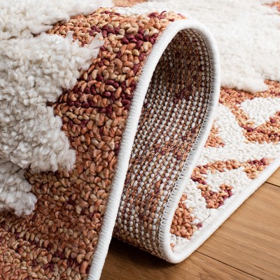 Orange and Ivory Diamond Shag Rectangular Area Rug