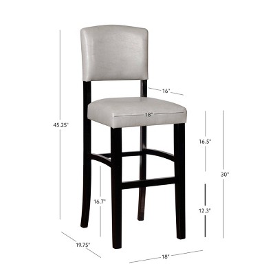Elegant Dove Gray Faux Leather Upholstered Bar Stool with Black Wood Frame