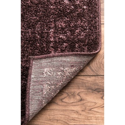Elegant Vintage Burgundy Synthetic 7'6" x 9'6" Area Rug