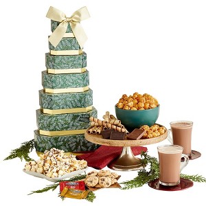 GeatFoods Grande Golden Elegance Tower with Ghirardelli for Holidays, Corporate Gifting, Snack Gift Basket, Gourmet Food Gifts - 1 of 4