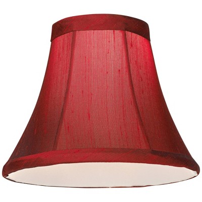 Set of 4 Deep Red Faux Silk Bell Lamp Shades