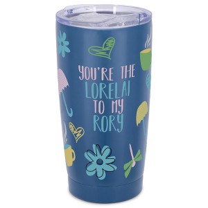 Elanze Designs 20 oz Stainless Steel On the Go Insulated Travel Tumbler With Push Top Lid, Rory To My Lorelai Blue - 1 of 4