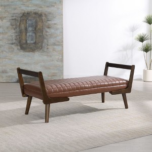 PAGED Velvet Oval Storage Bench, Upholstered End of Bed Bench with Golden Metal Legs, Foot Stool for Entryway, Living Room - 1 of 4