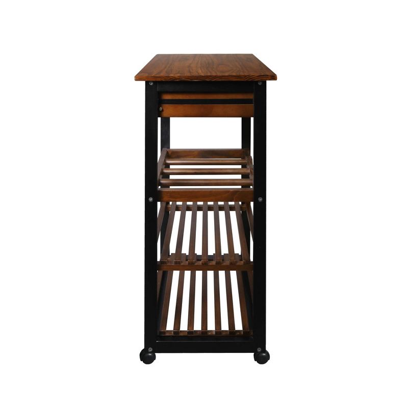 19&#34; Solid Wood Rolling Kitchen Cart with Wine Rack and Drawer Dark Brown - Flora Home, 3 of 14