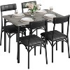 Kitchen Table Set with Upholstered Chairs, Rectangular Dining Table and Chair Set, Metal and Wood 5 Piece for Small Space - 3 of 4