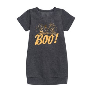 - Peanuts - Boo Graphic Short Sleeve Fleece Dress - 1 of 4