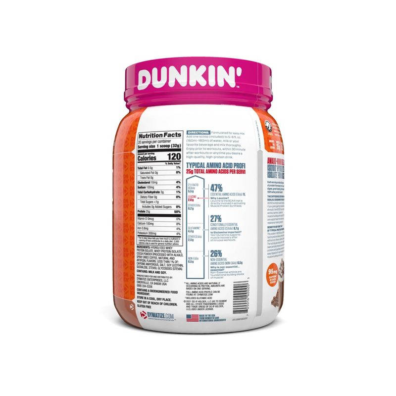 Dymatize 100% Whey Isolate Protein Powder - Dunkin Mocha Latte - 20 Serve, 4 of 5
