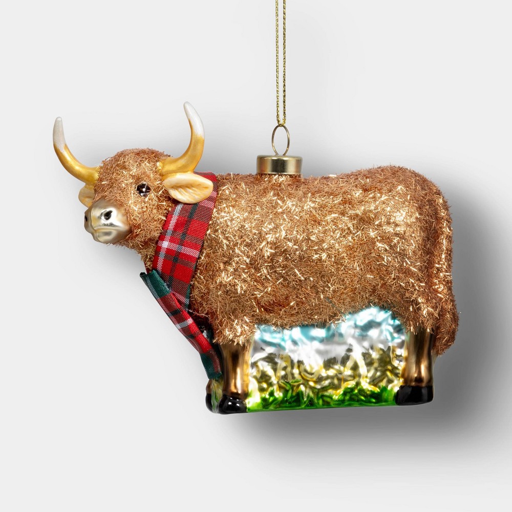 Glass Highland Cow Christmas Tree Ornament - Wondershop™