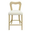 Christopher Knight Home Set of 2 Alice Rubberwood Upholstered with Curved Open Back Counter Height Barstools Beige/Light Ash - 4 of 4