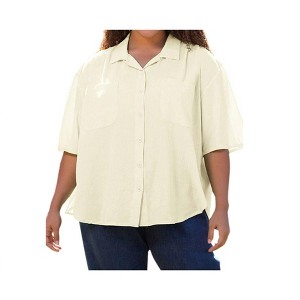 Women's Cotton Short Sleeve Collar Shirt - Plus - On The Plus Side - 1 of 2