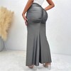 Coolmee Women Maxi Skirts High Waist  Skirt Fishtail Ruched Bodycon Stretchy Long Skirt - 2 of 4