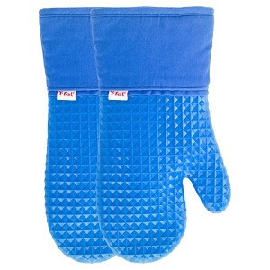 2pk Blue Waffle Silicone Oven Mitt - T-Fal