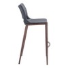Faux Leather Barstool 40.9" H, Dark Gray and Walnut Finish with Steel Frame, Set of 2 by Zuo Modern - 4 of 4