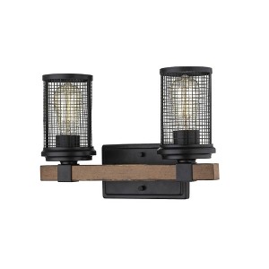 Millennium Lighting Mesa 2 - Light Vanity in  Matte Black/Wood Grain - 1 of 1