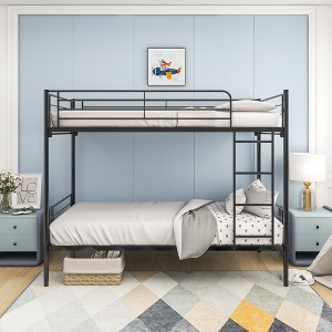 GDFStudio Elowen Modern Metal Twin Bunk Bed Frame with Ladder, Full-Length Guardrails and Under Bed Storage - 1 of 4
