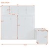 Queen Size Wall Murphy Bed Multifunctional Foldable Platform Bedframe with Desk, Storage Shelves and Big Cabinets, White/Gray-ModernLuxe - 4 of 4