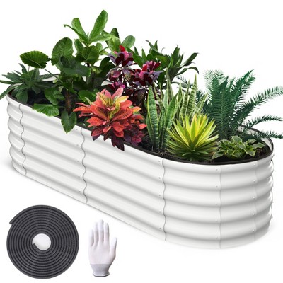 Garvee 6x3x1 FT Galvanized Raised Bed for Outdoor, Oval Garden Bed with Open Base, Tool-Free Assembly Planter Raised Boxes for Vegetables & Flowers