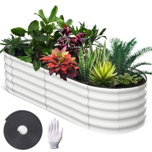 Garvee 6x3x1 FT Galvanized Raised Bed for Outdoor, Oval Garden Bed with Open Base, Tool-Free Assembly Planter Raised Boxes for Vegetables & Flowers - 1 of 4