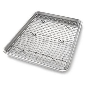 USA Pan Jelly Roll Baking Pan and Bakeable Nonstick Cooling Rack, Steel - 1 of 4