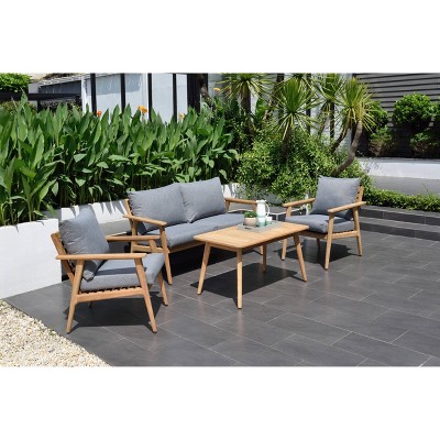 Burano 4pc Patio Deep Seating Conversation Set Deluxe - Gray - Amazonia