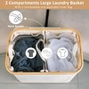 SUGIFT Bamboo Square Laundry Hamper with Lid and Cloth Liner - 4 of 4