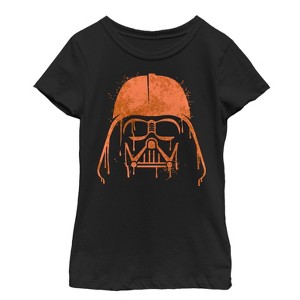 Girl's Star Wars Halloween Vader Helmet Spray-Paint T-Shirt - 1 of 3