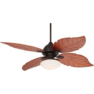 60" Casa Vieja Tropical Indoor Outdoor Ceiling Fan with Light LED Oil Rubbed Bronze Walnut Blades White Glass Damp Rated Patio Porch - 1 of 4