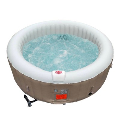 Brown Round Inflatable 6-Person Hot Tub Spa with Cover