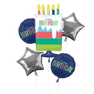 LoonBalloon Modern Happy Birthday 30 Inch Birthday Modern Cake Balloon Bouquet Balloon Kit - Premium Party Decor - 1 of 2