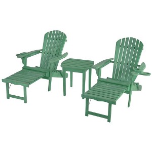 Jiallo Oceanic Collection Adirondack Chaise Lounge Chair Foldable, cup and glass holder, built in ottoman, Set of 2 Lounge chairs and 1 end table - 1 of 4