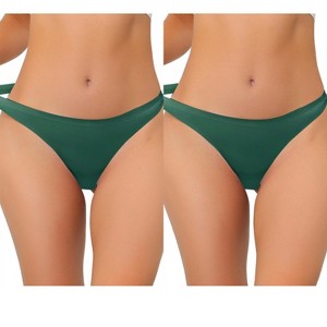 Allegra K Women's Unlined Satin Invisible Bikini Comfortable No-Show Thongs 2 Packs - 1 of 4