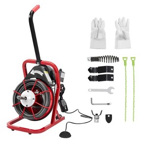 Drain Cleaner Machine, Portable Auto Feed Sewer Snake Auger on Wheels, Drain Cleaning Machine with 4 Cutters & Air-Activated Foot Switch - 1 of 4