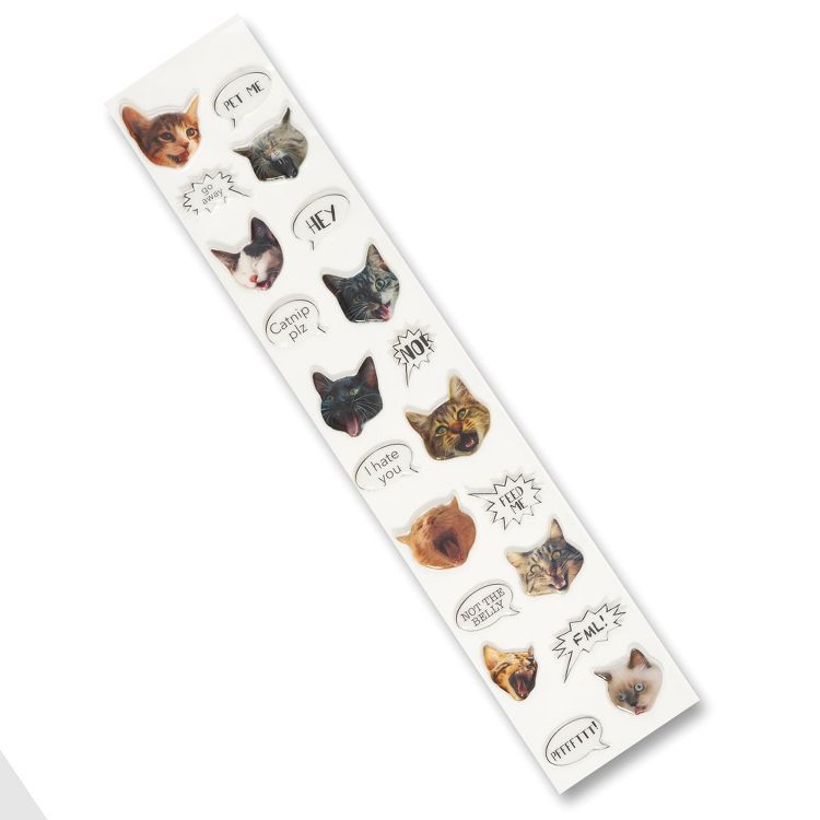 Underground Toys Puffy Adorable Cat Stickers For Note Book & Journal Decorations - Sheet of 20, 1 of 7