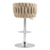 Kumasinova Adjustable Counter Height Bar Stools Set of 2, 360° Swivel Bar Stools with Woven Back & Footrest, Silver Chromed Bar Stools - 2 of 4