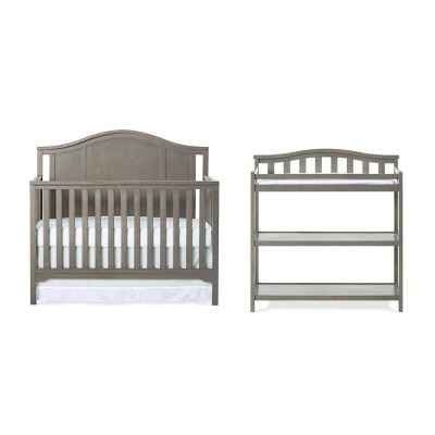 Child Craft Cottage Flat Top Crib and Changing Table Nursery Set, 2-Piece, Includes 4-in-1 Convertible Crib and Changing Table