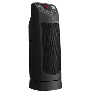 Lasko Ceramic Mini Tower Heater: Portable Indoor Space Heater for Bedroom, Adjustable Thermostat, 1500W, Black - 1 of 4