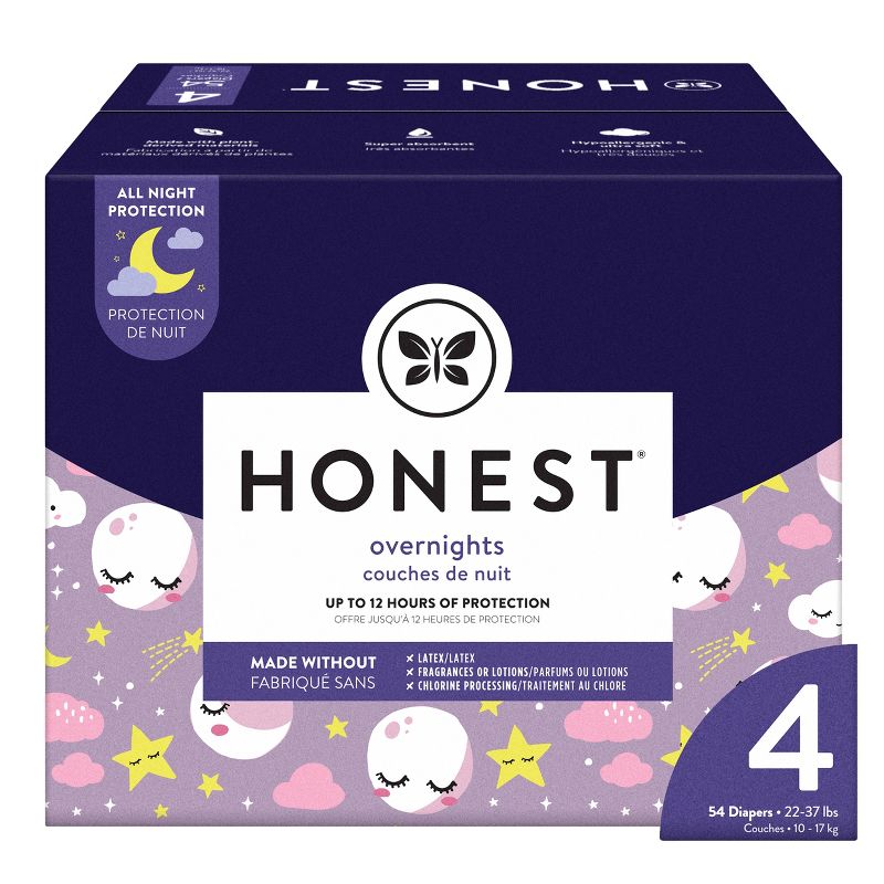 The Honest Company Clean Conscious Disposable Overnight Diapers Cozy Cloud + Star Signs  - (Select Size and Pattern), 1 of 7