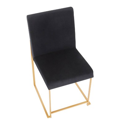 Fuji Black Velvet Upholstered High Back Side Chair with Gold Metal Frame