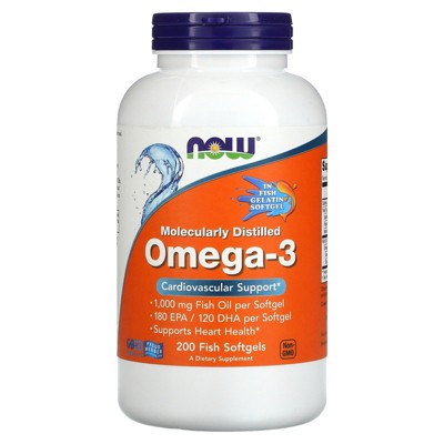 Now Foods Omega-3, 180 EPA /120 DHA, 200 Fish Softgels, Omegas and Fish Oil