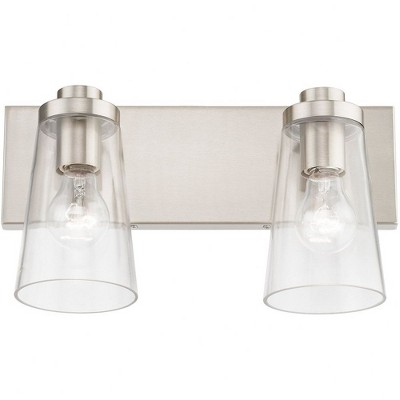 Cityview Brushed Nickel 2-Light Vanity Sconce with Clear Glass Shades