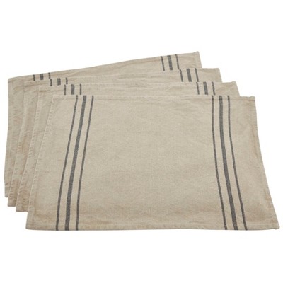 Saro Lifestyle Striped Linen Placemat (Set of 4 pcs), Natural