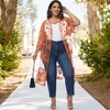 Anna-Kaci Women's Plus Size Lace Cardigan Short Sleeve Open Front Floral Crochet Long Duster - 3 of 4