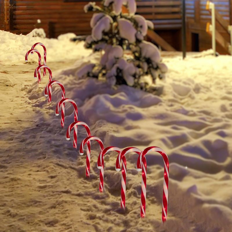 Northlight Lighted Candy Cane Outdoor Christmas Pathway Markers - 13.5' White Wire - Set of 10, 3 of 6