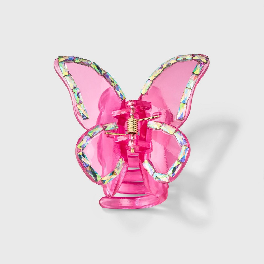 Butterfly Claw Hair Clip with Rhinestones - Wild Fable Pink