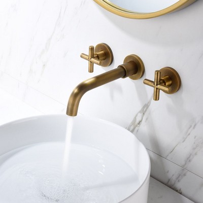 LOVMOR Bathroom Faucet Wall Mounted Bathroom Sink Faucet in Bronze