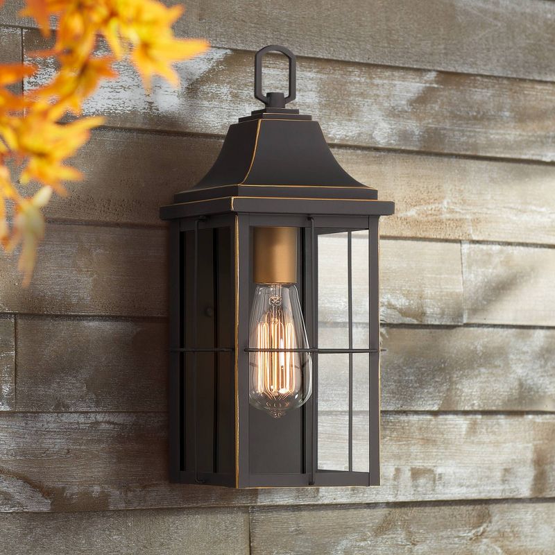 John Timberland Sunderland Rustic Mission Outdoor Wall Light Fixture Black Gold 15" Clear Glass for Post Exterior Barn Deck House Porch Yard Patio, 2 of 9