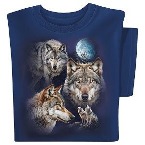 Collections Etc Majestic Moonlight Wolves Short Sleeve Graphic Tee - 1 of 4